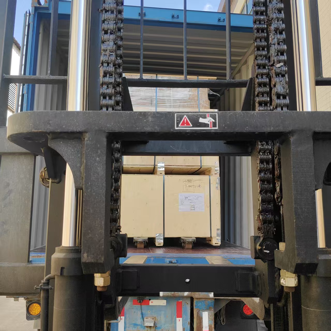 Packaging material loaded into a container